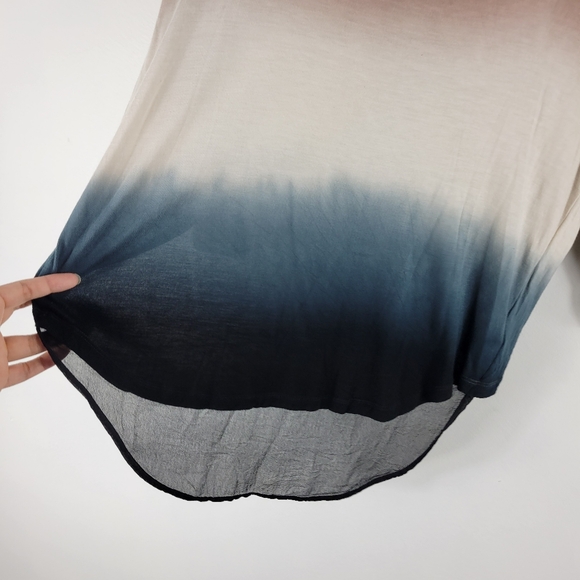 Young Fabulous & Broke Ombre Tie Dye Stripe Wrap Back Sheer Detail High Low Top - Picture 3 of 9